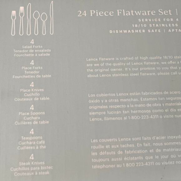 NIB Lenox Forest Park 24 Piece Flatware Set - Picture 9 of 9